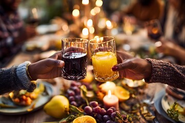 christmas still life with champagne.