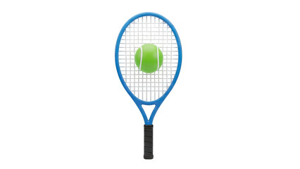 3D Tennis Racket and Ball on transparent background