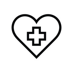 Obraz premium Medical Heart with Cross Icon Healthcare and Health Symbol