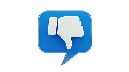 Fototapeta premium 3D thumbs down icon in a blue speech bubble on transparent background