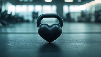 Heart-shaped kettlebell in gym