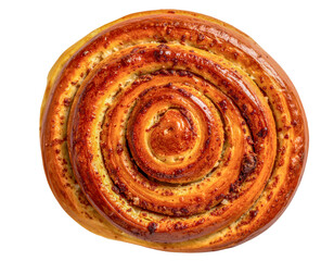 Delicious spiral cinnamon swirl pastry on transparent background