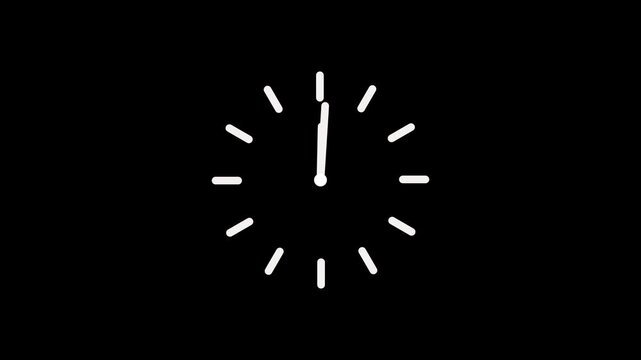 Simple White Clock Face With Hour And Minute Hands On Black Background abstract analog