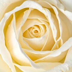 Close-up of a perfectly formed, creamy white rose bloom