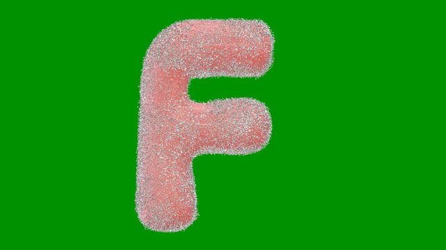 Alphabet animation from A-Z on green screen background. Alphabet animation in sour gummy theme. Suitable for children's learning. 3D animation.