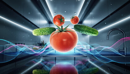 Orange Bell Pepper Splashing in Water - Freeze Motion with Luxury Lighting