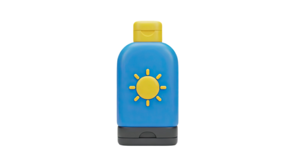 3D Sunscreen bottle with sun icon on transparent background