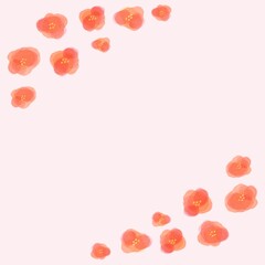 シンプルなお花の赤い水彩フレーム