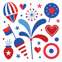 Obraz premium Patriotic Clip Art Featuring Red White and Blue Stars for 4th of July Celebration and Party Decor