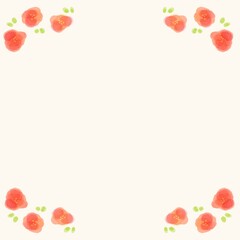 シンプルなお花の赤い水彩フレーム