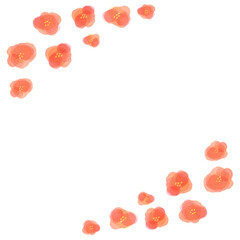 シンプルなお花の赤い水彩フレーム