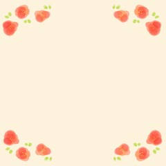 シンプルなお花の赤い水彩フレーム