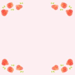 シンプルなお花の赤い水彩フレーム