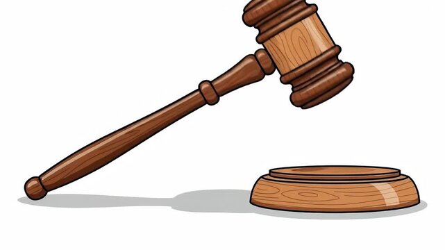 Justice Wooden Gavel on Sounding Block Close Up Judicial Auction Law