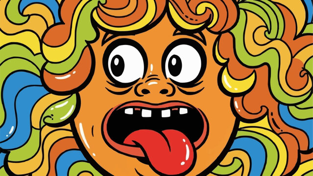 Surprised Cartoon Character with Tongue Out.