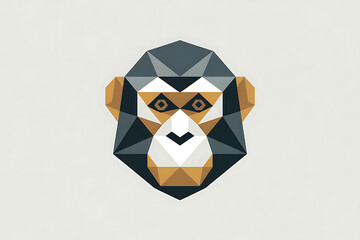 Geometric monkey head in modern polygonal style