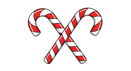 Two classic red and white striped candy canes crossed in a festive illustration, symbolizing holiday cheer and sweet treats.