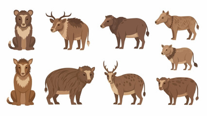 Obraz premium Collection of Various Brown Mammal Illustrations.