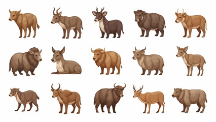 Fototapeta premium Various Antelope Species Illustrated in Different Poses.