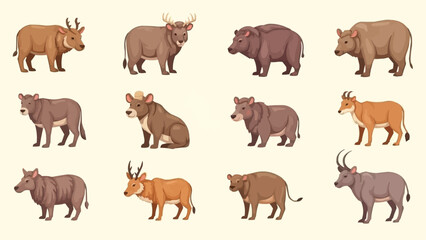 Naklejka premium Collection of Various Animal Illustrations.