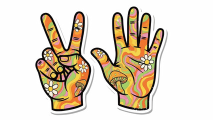 Obraz premium Colorful Hand Gestures with Floral Patterns.