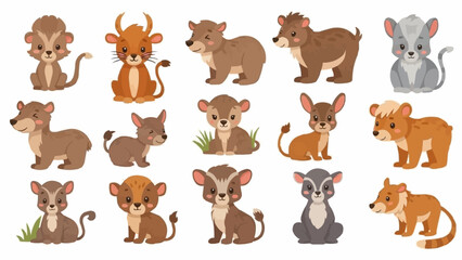 Fototapeta premium Collection of Various Cartoon Rodent Animals.