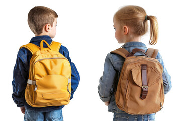 School Children Wearing Backpack Ready for Education, Back to School, isolated on transparent background png