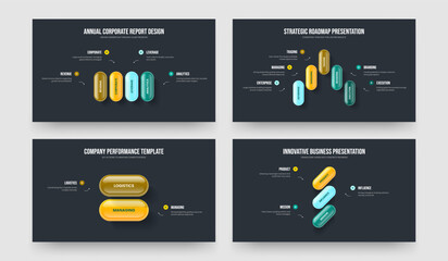 Modern Proposal Four Five Two Three Element Infographic Frame Layout Vector Illustration Collection. Project Development 4 5 2 3 Option Diagram Slide Design Bundle.