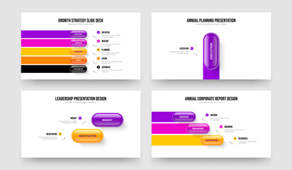 Sales Development 5 1 2 3 Element Infographic Slide Template Set. Professional Briefing Five One Two Three Option Diagram Frame Layout Vector Illustration Bundle.