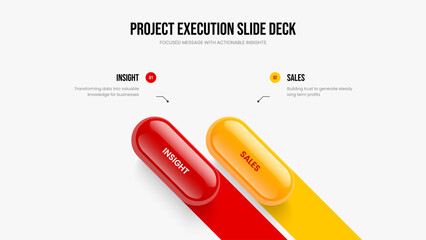 Product Portfolio 2 Step Diagram Presentation Design. Enterprise Report Two Element Infographic Slideshow Layout. Modern Solution Frame Template Vector Illustration.