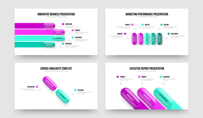 Project Insight 4 5 2 3 Element Diagram Slide Layout Bundle. Product Review Four Five Two Three Option Infographic Frame Template Vector Illustration Collection.