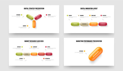 Consulting Innovation Three Four Five One Step Infographic Frame Layout Vector Illustration Set. Product Showcase 3 4 5 1 Element Diagram Slide Template Collection.