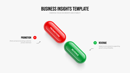 Service Insight Two Element Infographic Slide Design. Digital Solution Frame Template Vector Illustration. Visual Campaign 2 Step Diagram Slideshow Layout.