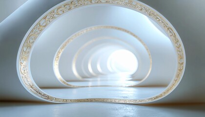 光へと続く金装飾アーチが象徴する未来への通路 generative ai