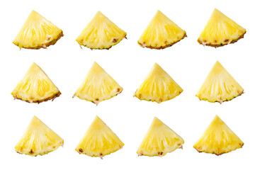 Sliced Pineapple Pieces on White Background