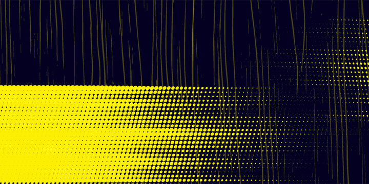Yellow and blue halftone dot pattern gradient grunge texture background. eps 10