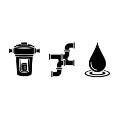 Water filtration system and plumbing components illustration, perfect for environmental projects and industry designs, clean water concept