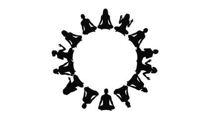 Diverse group meditating in a circle, fostering unity and inner peace.