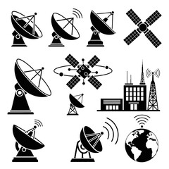 Modern communication icons representing technology and global connectivity, perfect for design projects and digital applications, delivering a professional feel