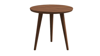 Round wooden side table PNG isolated on transparent background, modern minimalist furniture for living room or bedroom decor