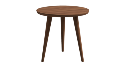 Round wooden side table PNG isolated on transparent background, modern minimalist furniture for living room or bedroom decor