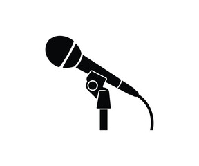 Professional dynamic microphone icon, Wired mic on stand vector illustration