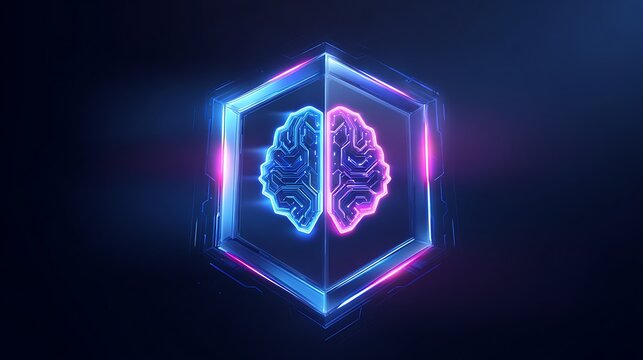artificial intelligence security shield protecting digital brain, AI cybersecurity concept - Powered by Adobe