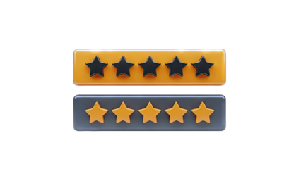 3D Rating Stars Comparison on transparent background