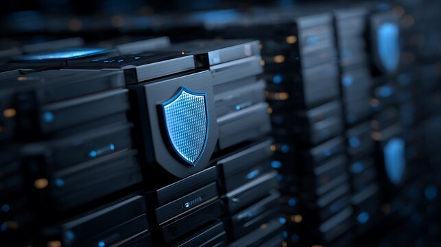 secure database server protected by digital shield, cybersecurity database protection concept