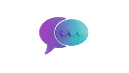 3D Speech Bubble Icon with Gradient on transparent background
