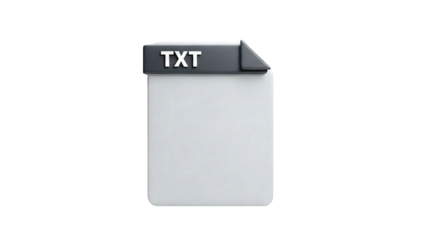3D TXT file icon with 3D effect on transparent background