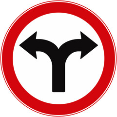 road sign that meaning that you should turn right or left