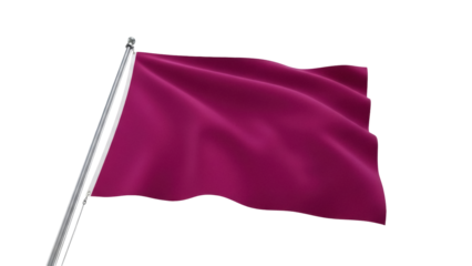Waving magenta flag isolated PNG on transparent background, single color banner for design and graphic resources