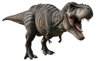 Tyrannosaurus Rex PNG isolated, a large carnivorous dinosaur with powerful jaws and sharp teeth, prehistoric predator on transparent background